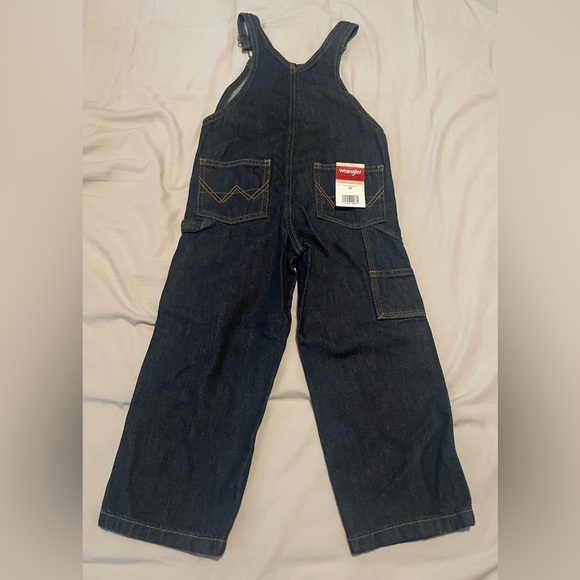 Wrangler Dark Blue Denim Kids Overall Size 4T NWT - Picture 2 of 5